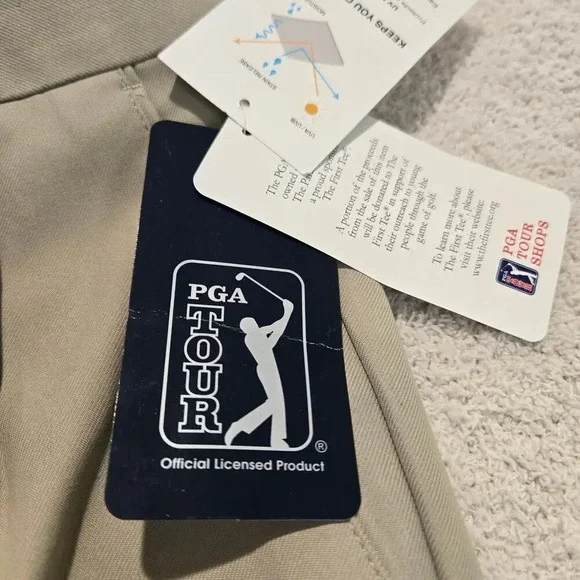PGA Tour Khaki Golf Pants Men's 38x30 NWT Pleated Cuffed - Picture 4 of 16